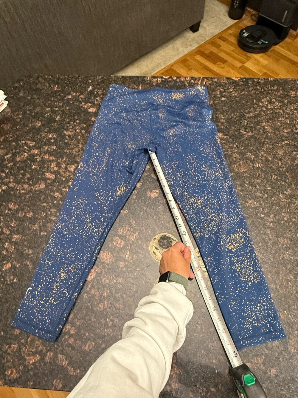 ZYIA Navy Blue Activewear Leggings - navy with gold splatter